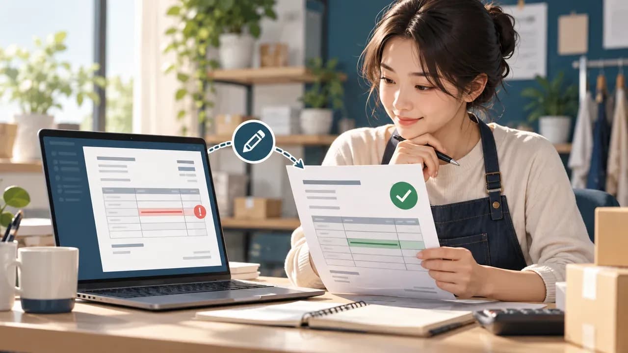 전자세금계산서 원본과 수정 내역 대조