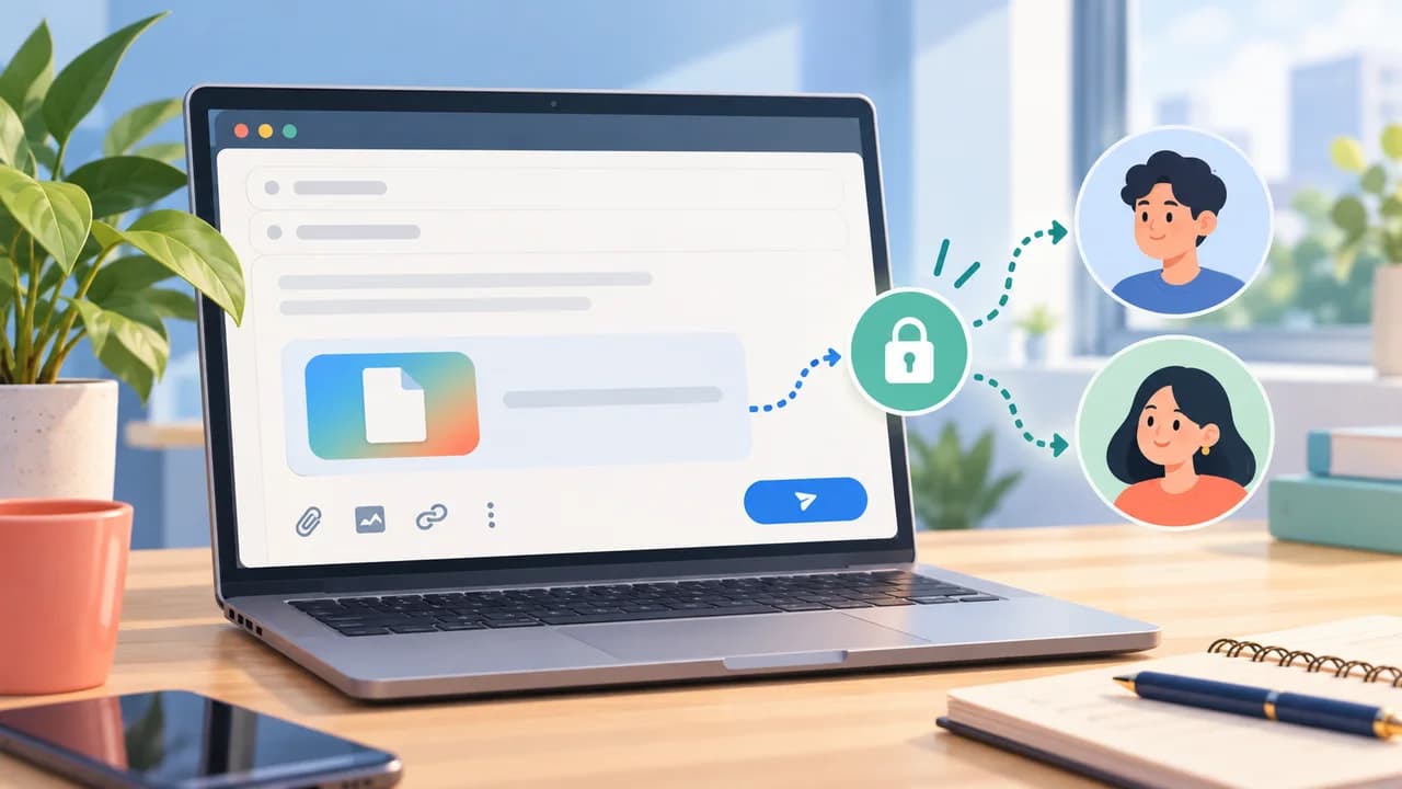 Gmail 메일에 Drive 파일 링크를 넣고 수신자 권한을 확인하는 예시